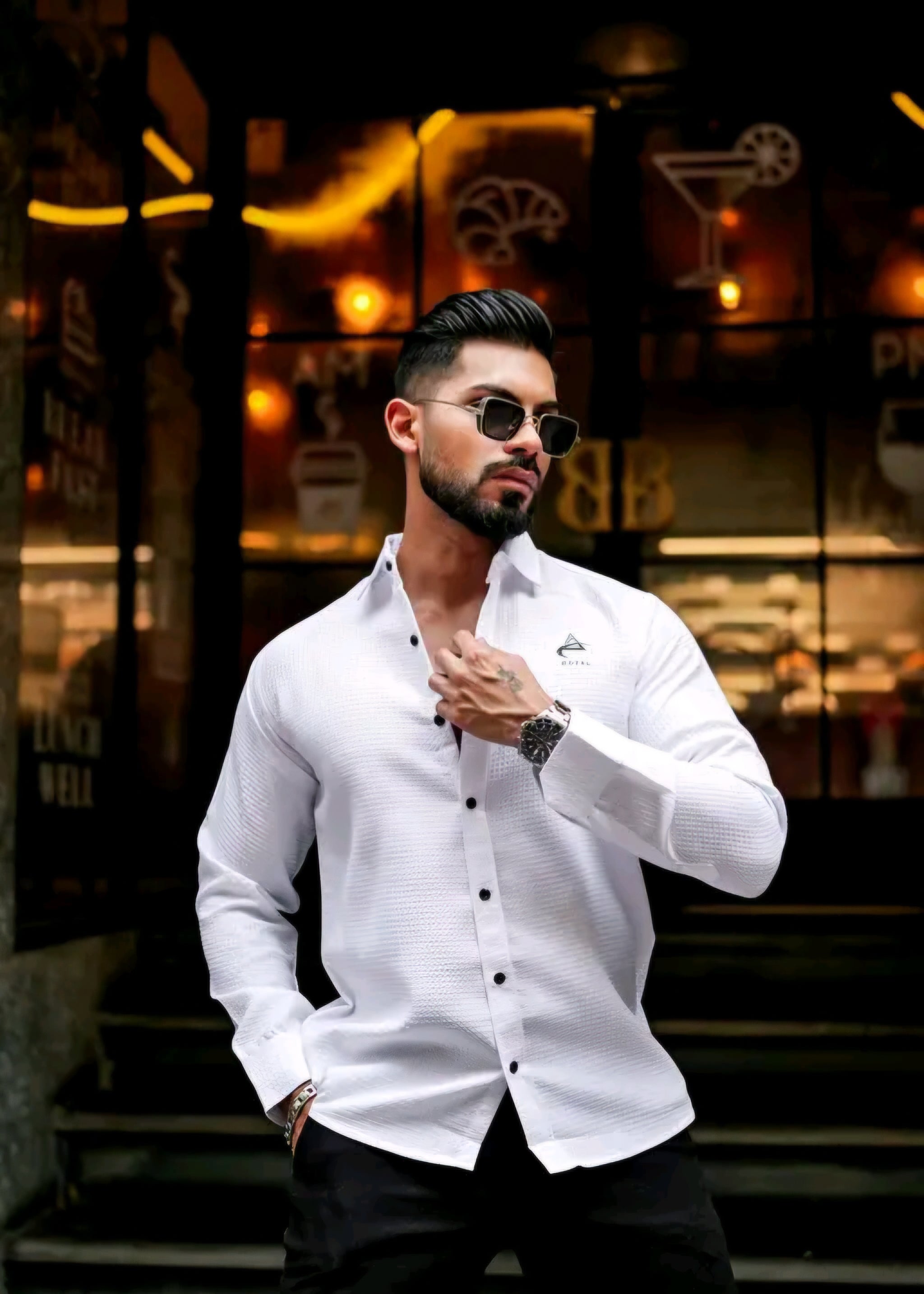 WAFFLE TEXTURE LONG SLEEVE SHIRT