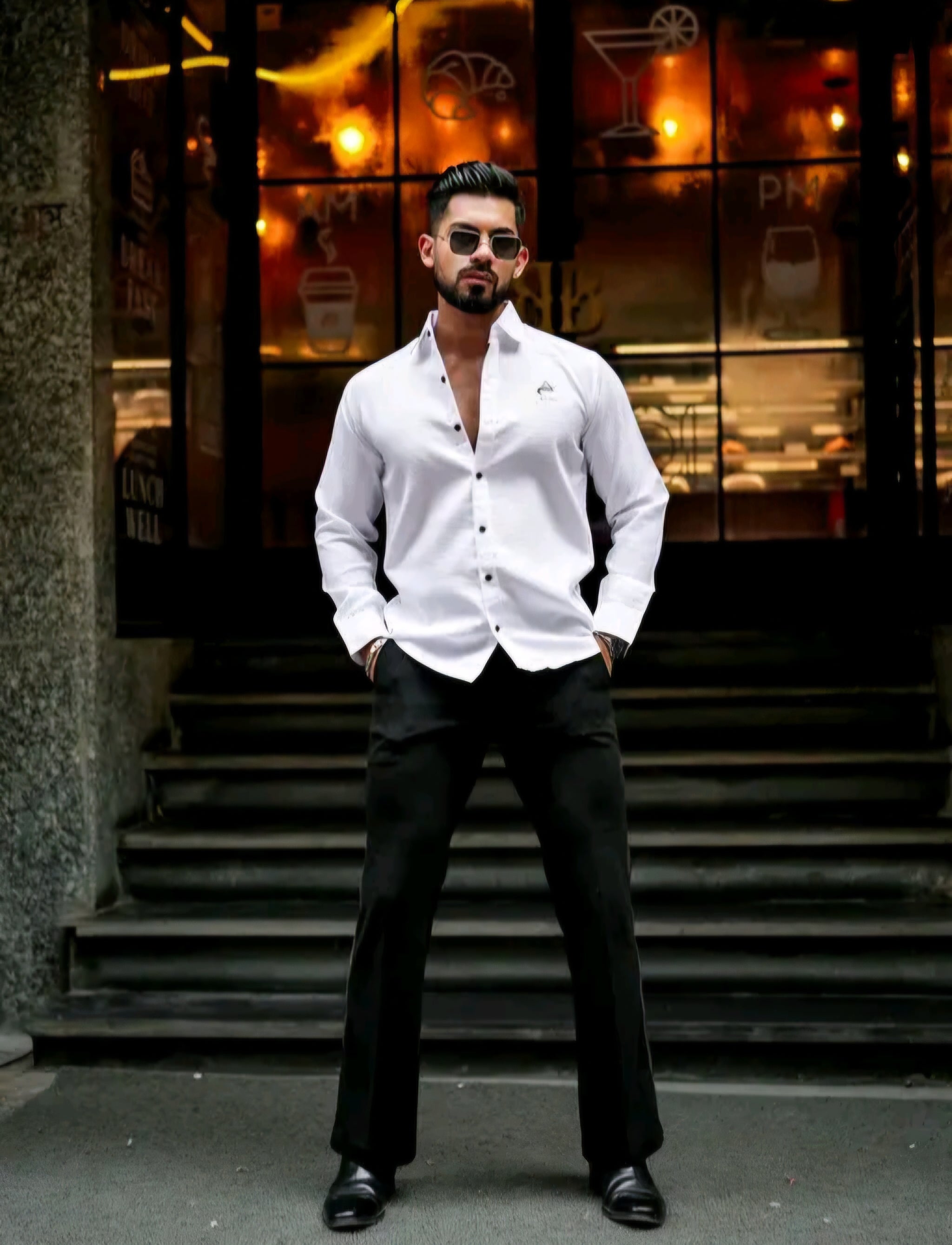 WAFFLE TEXTURE LONG SLEEVE SHIRT