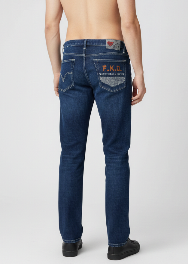 Men's Premium Dark Blue FKD Denim Jeans | Regular Fit | Premium Denim Jeans for Men