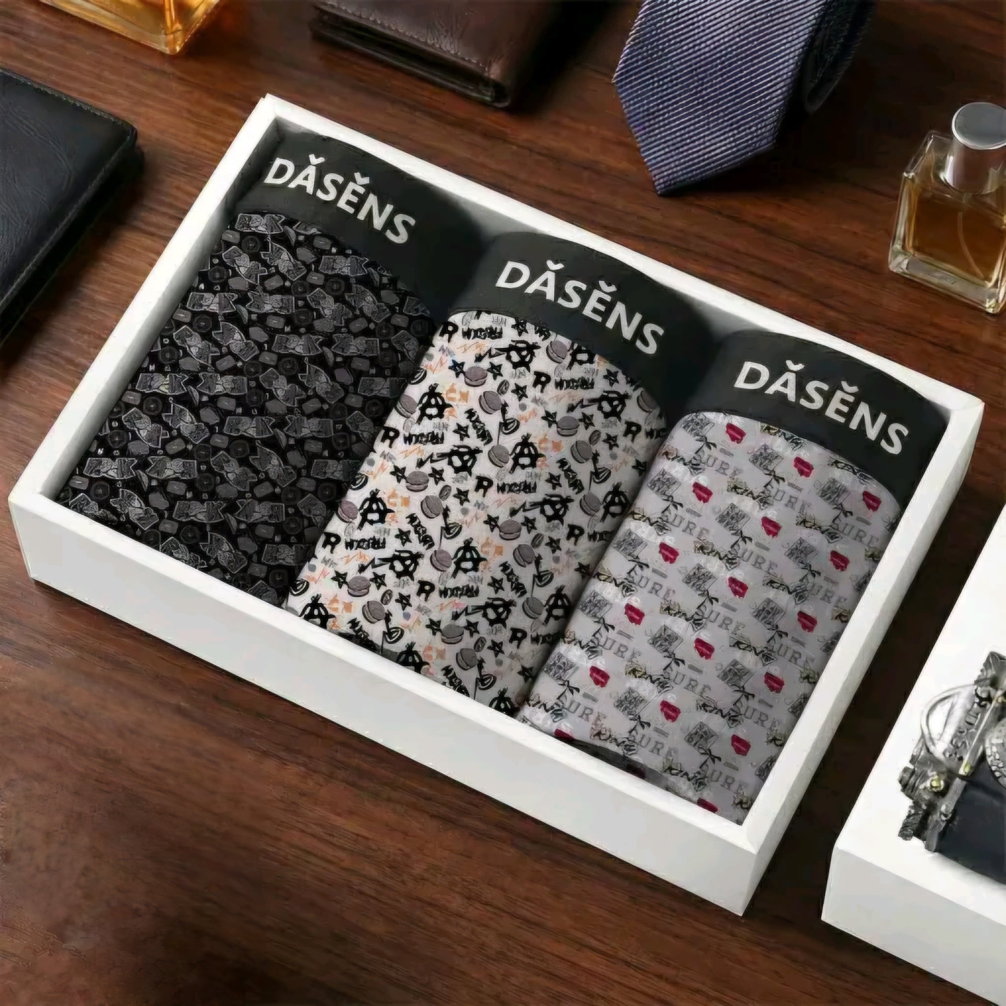 DASENS pack of 3 men underwear cotton brief vest quality printed